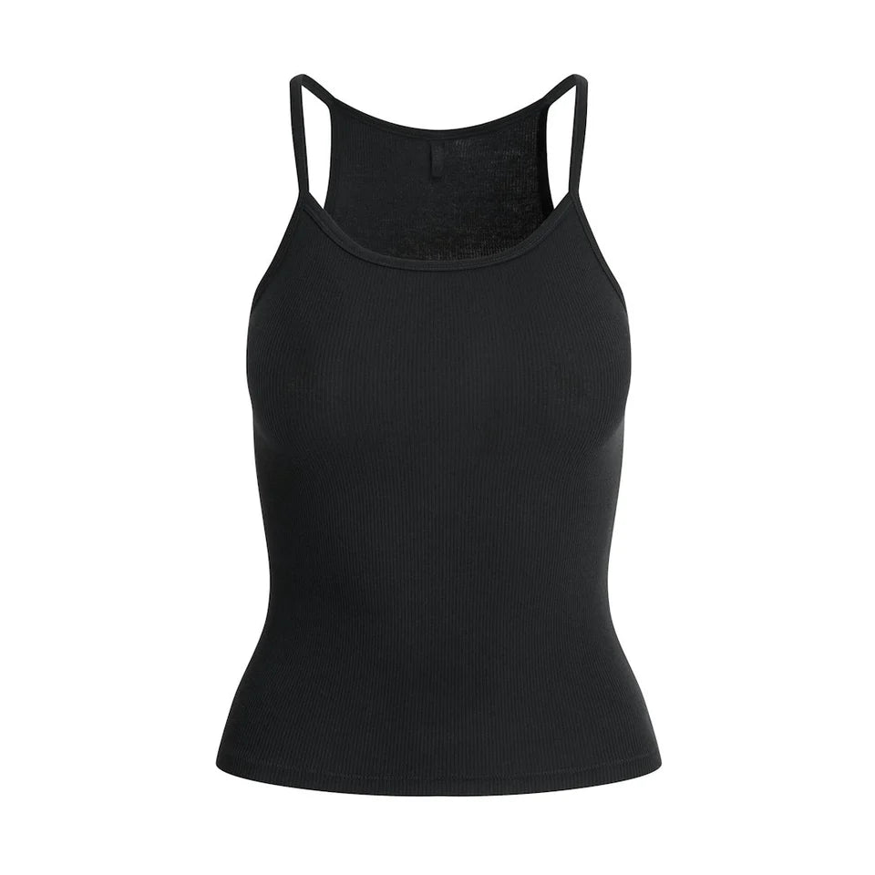 Cotton Rib LONG CAMI Soot