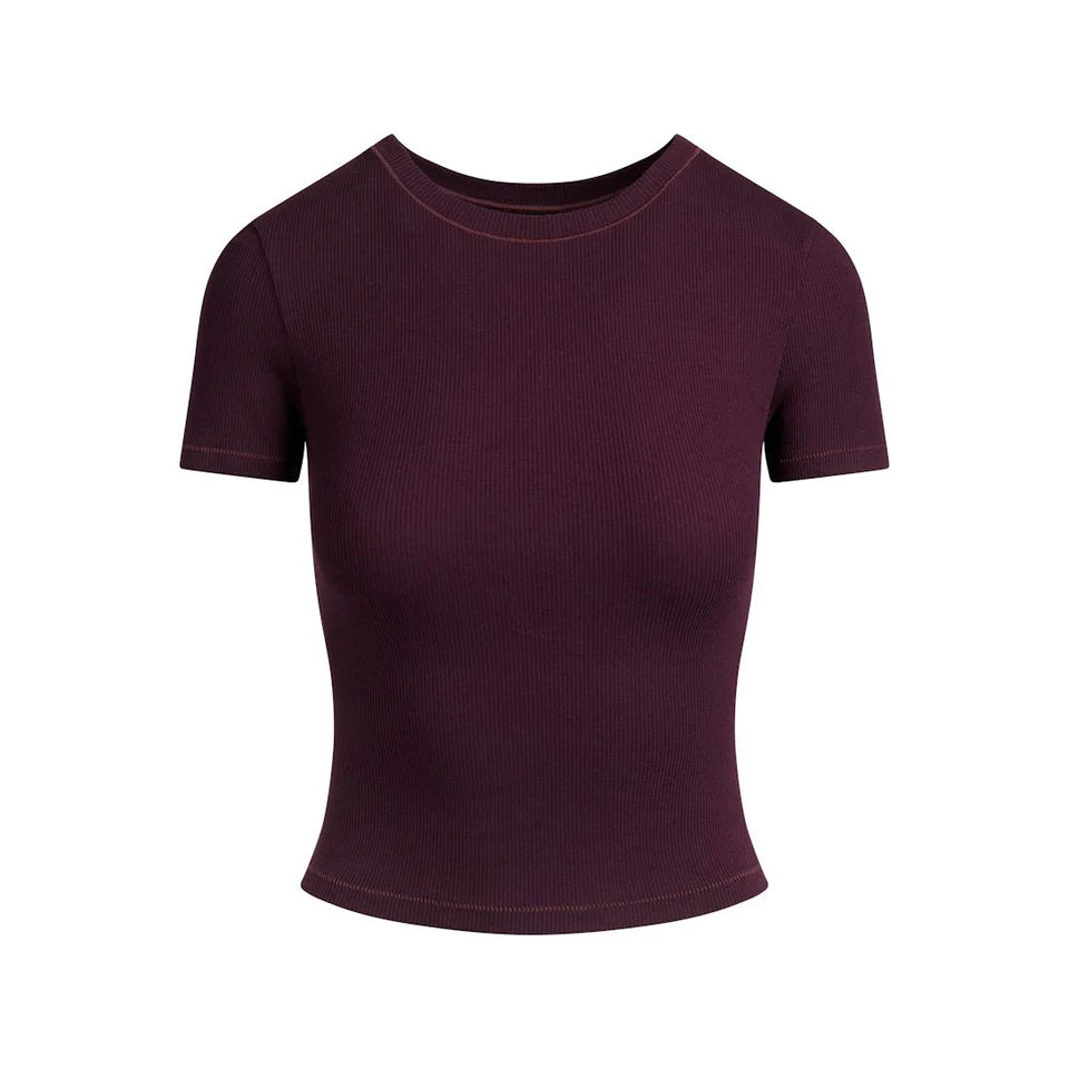 Cotton Rib T-SHIRT Currant