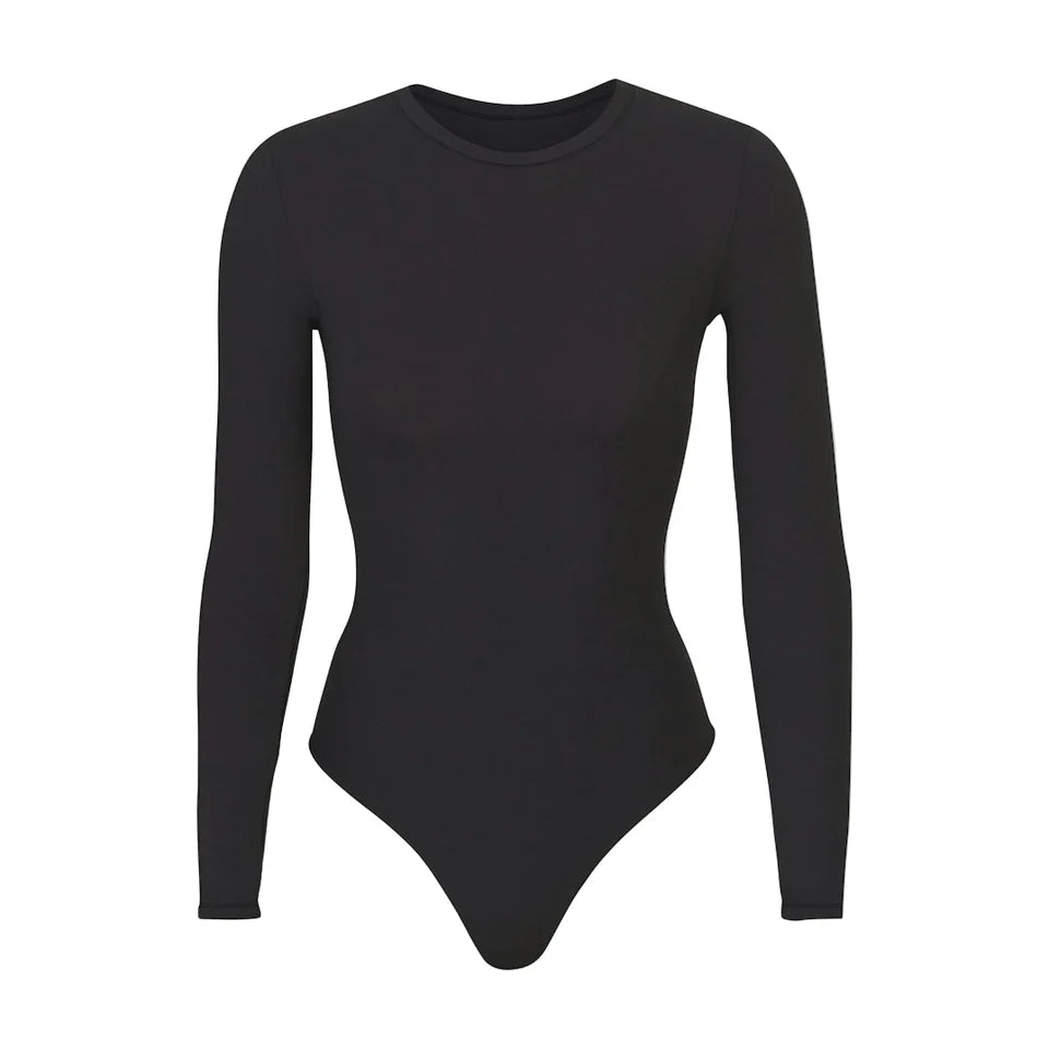 FITS EVERYBODY LONG SLEEVE CREW NECK BODYSUIT ONYX