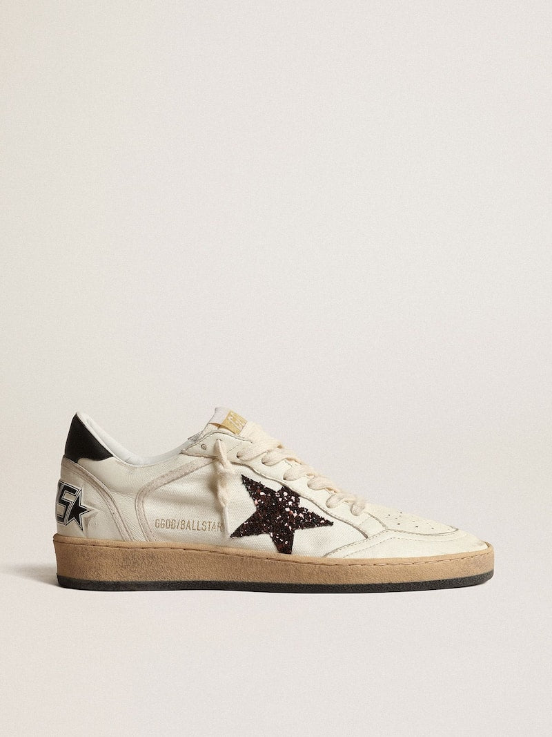 Ball Star with chicory-coffee glitter star and black leather heel tab