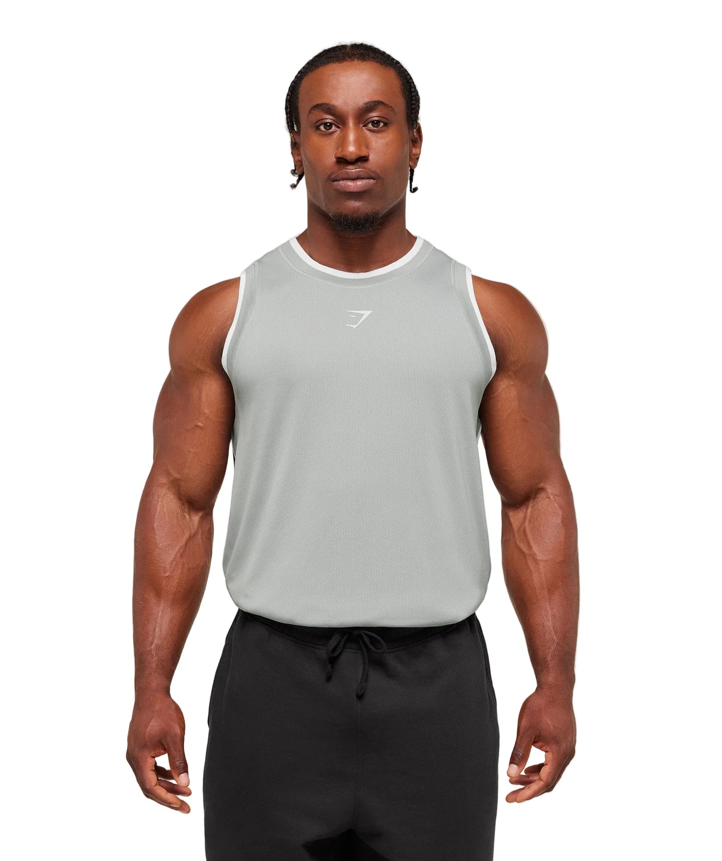 Graphic Basketball Mesh Tank Silver Grey