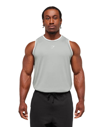 Graphic Basketball Mesh Tank Silver Grey