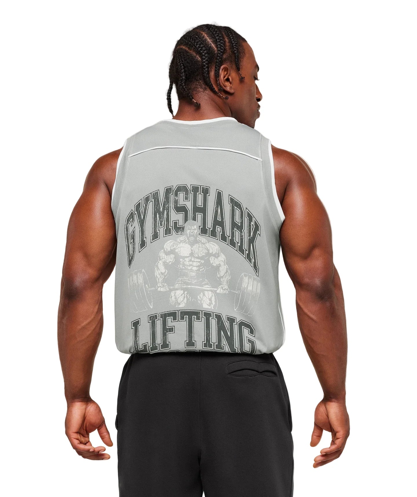 Graphic Basketball Mesh Tank Silver Grey