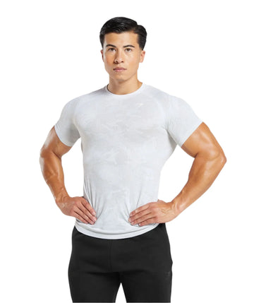 Gymshark Geo Seamless T-Shirt - White/Light Grey