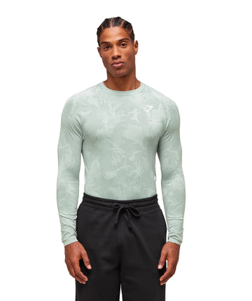 Gymshark Geo Seamless Long Sleeve T-Shirt - Morning Blue/Celeste Blue