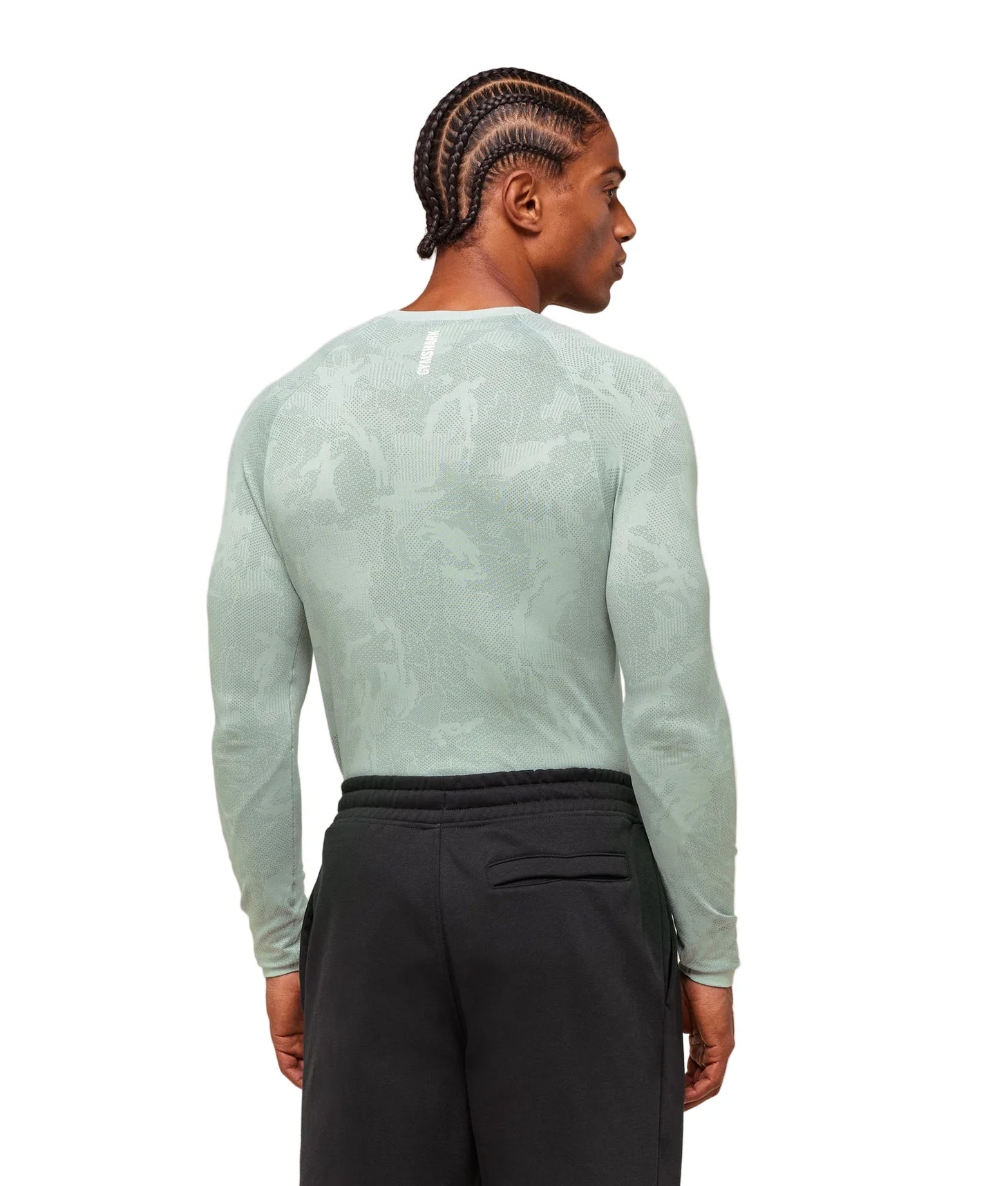 Gymshark Geo Seamless Long Sleeve T-Shirt - Morning Blue/Celeste Blue