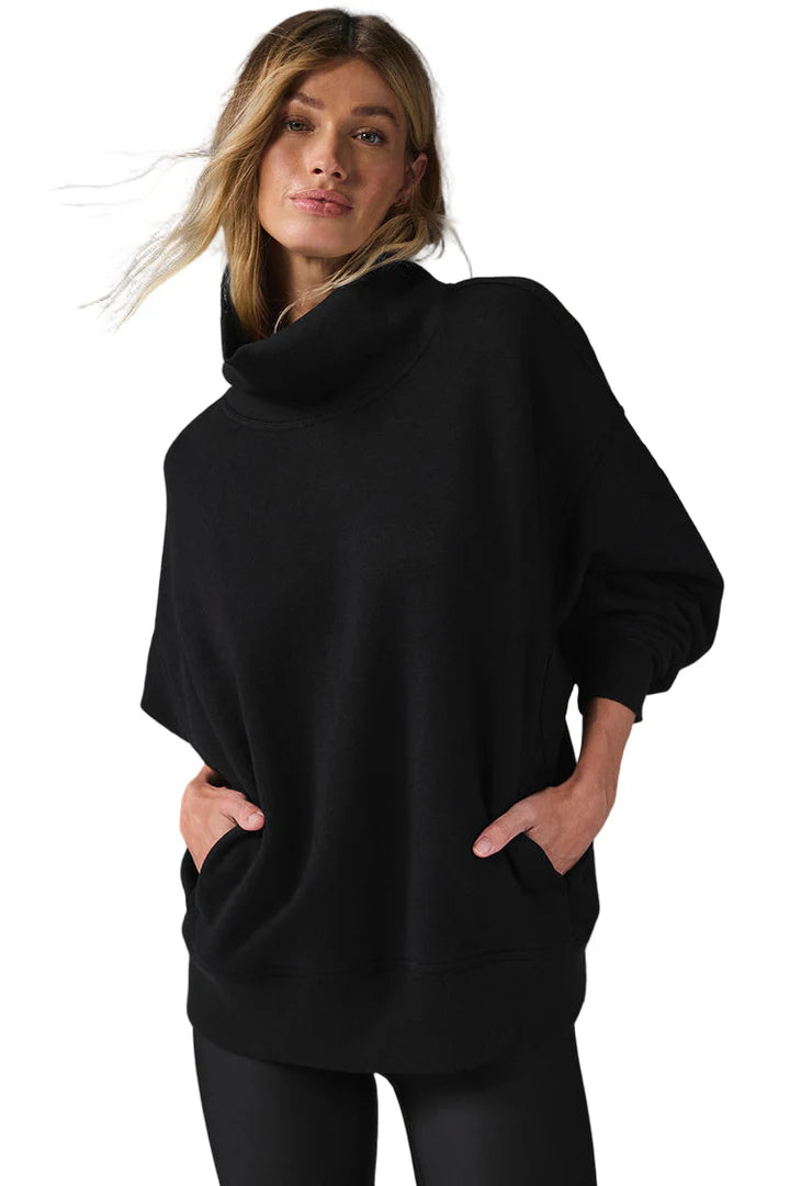 Hazy Mock Neck Pullover Black