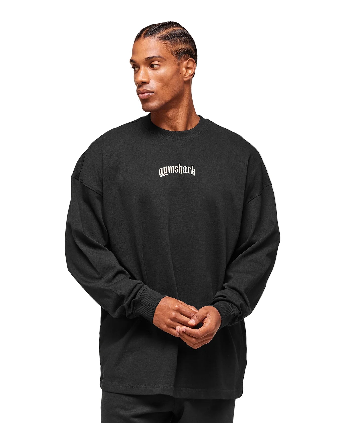 Lion Graphic Long Sleeve T-Shirt extreme oversized fit Black