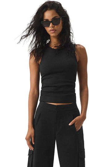 Ribbed En Pointe Tank Black