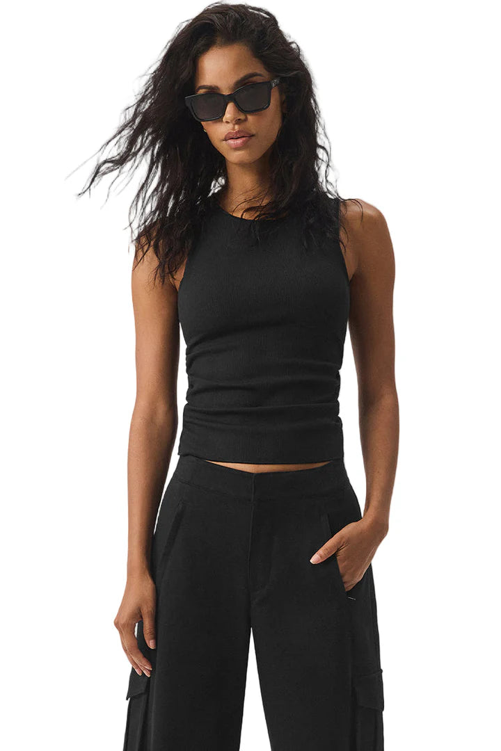 Ribbed En Pointe Tank Black