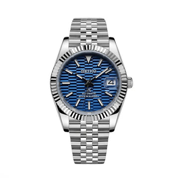 SEIKO MOD DATEJUST BLUE FLUTED