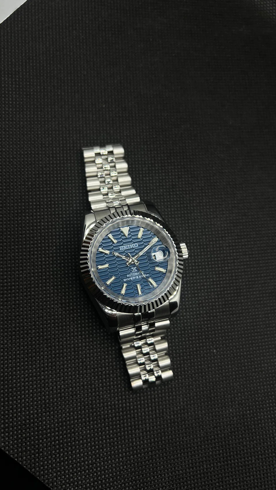 SEIKO MOD DATEJUST BLUE FLUTED