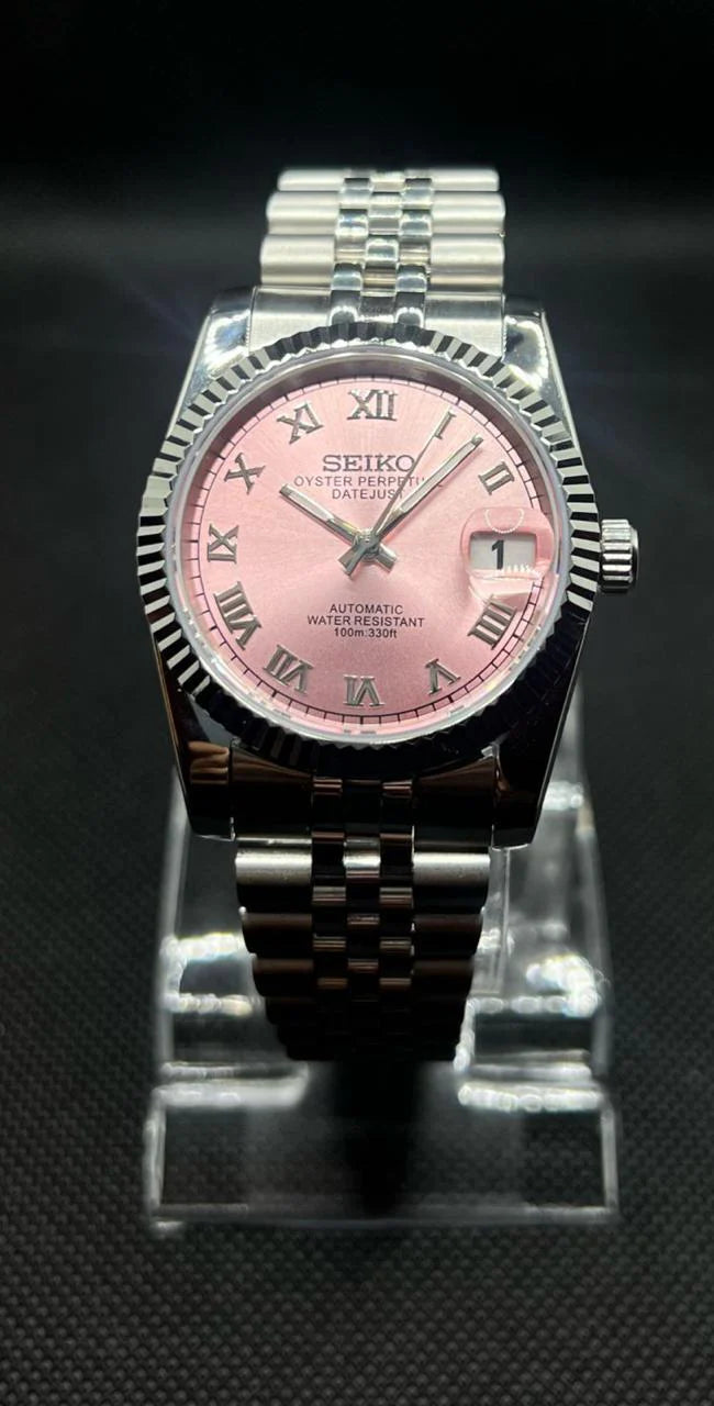 SEIKO MOD DATEJUST PINK FLUTED