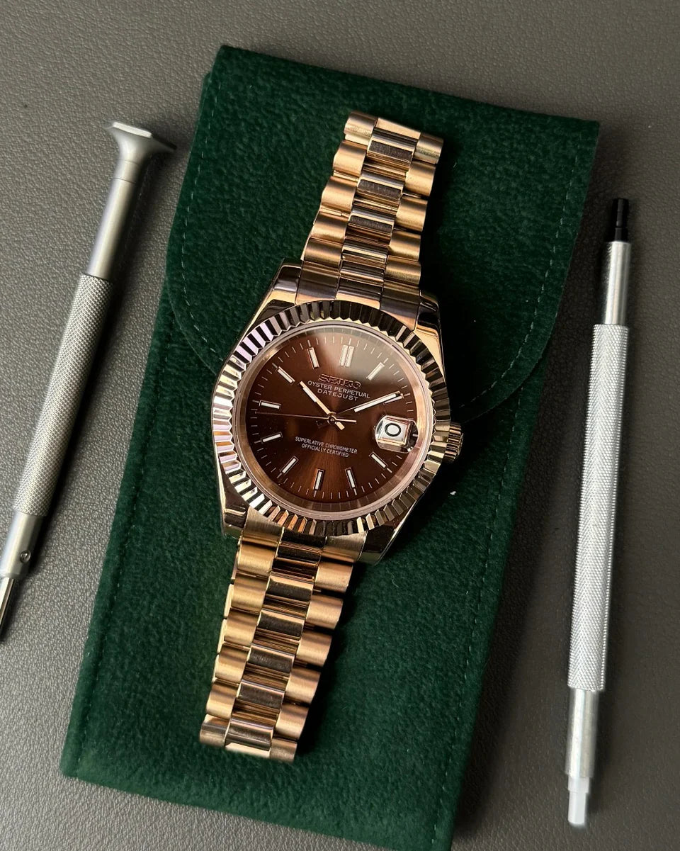 SEIKO MOD DATEJUST CHOCOLATE CRYSTALS / ROSE GOLD