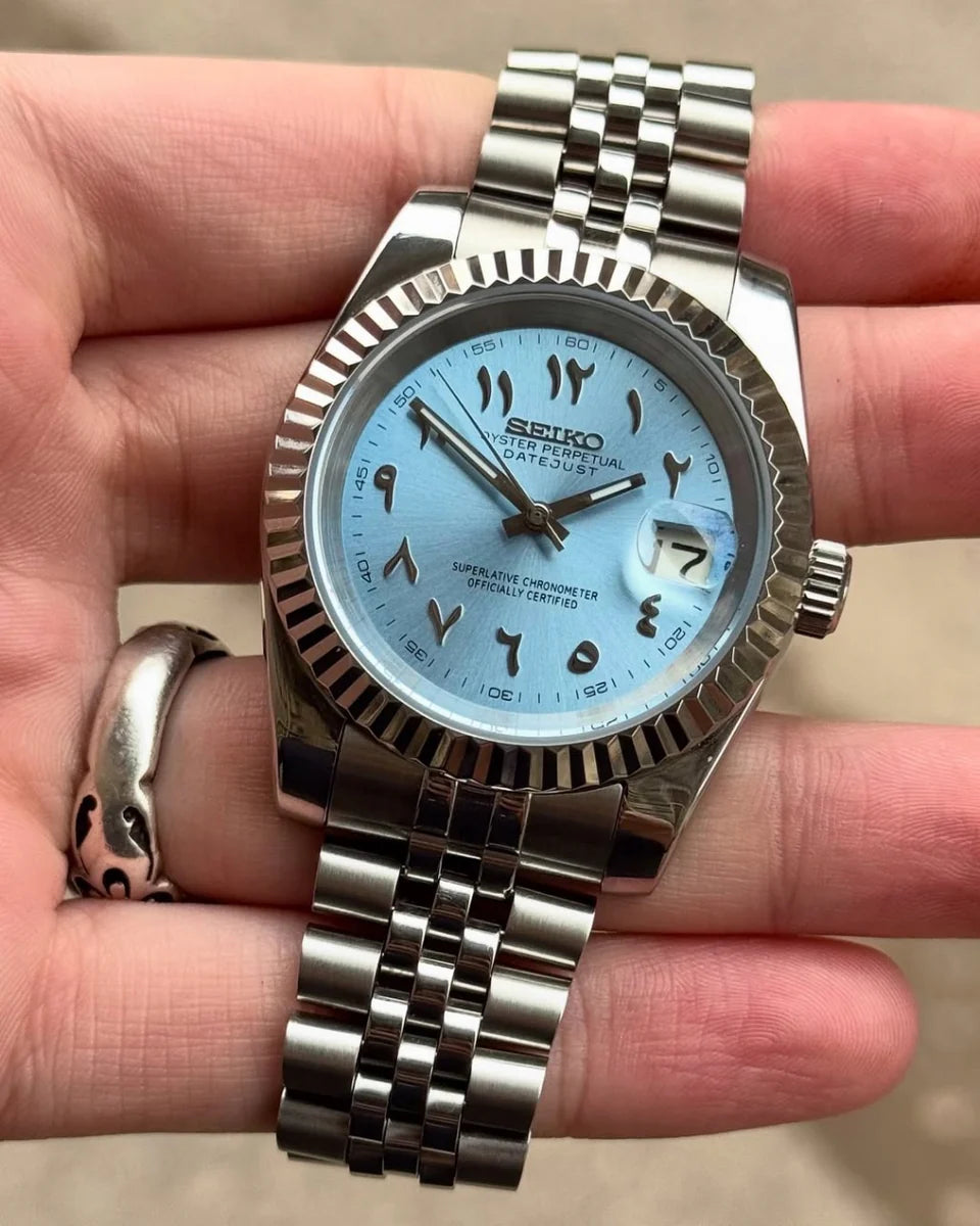 SEIKO MOD DATEJUST ICE BLUE ARABIC