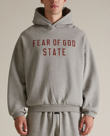 Fear of God Essentials Dark Heather Oatmeal Fleece Hoodie