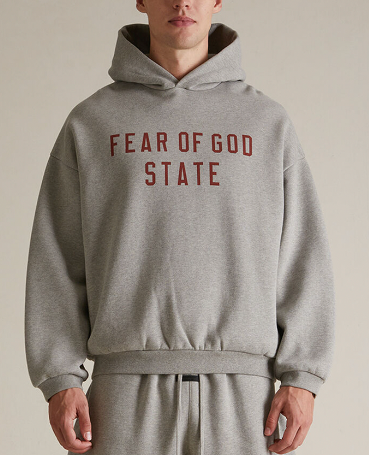 Fear of God Essentials Dark Heather Oatmeal Fleece Hoodie