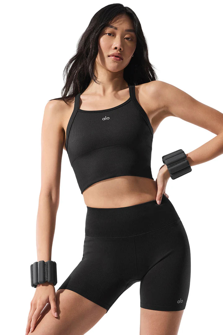 Seamless Ribbed Favorite Bra Tank Black
