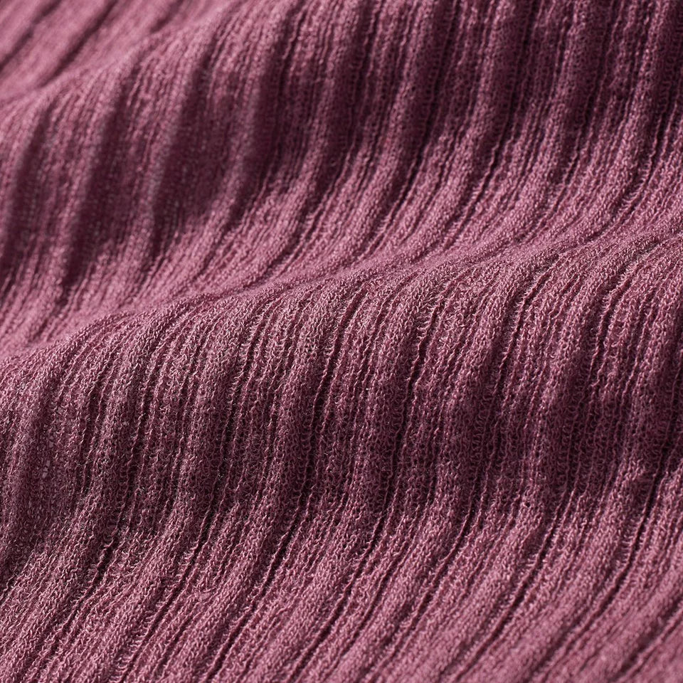 Sheer Knit LONG SLEEVE HENLEY Beet