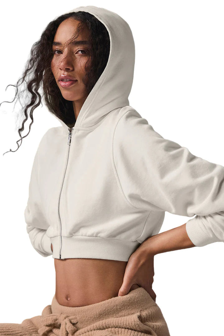 Sweet Escape Zip Up Hoodie Ivory