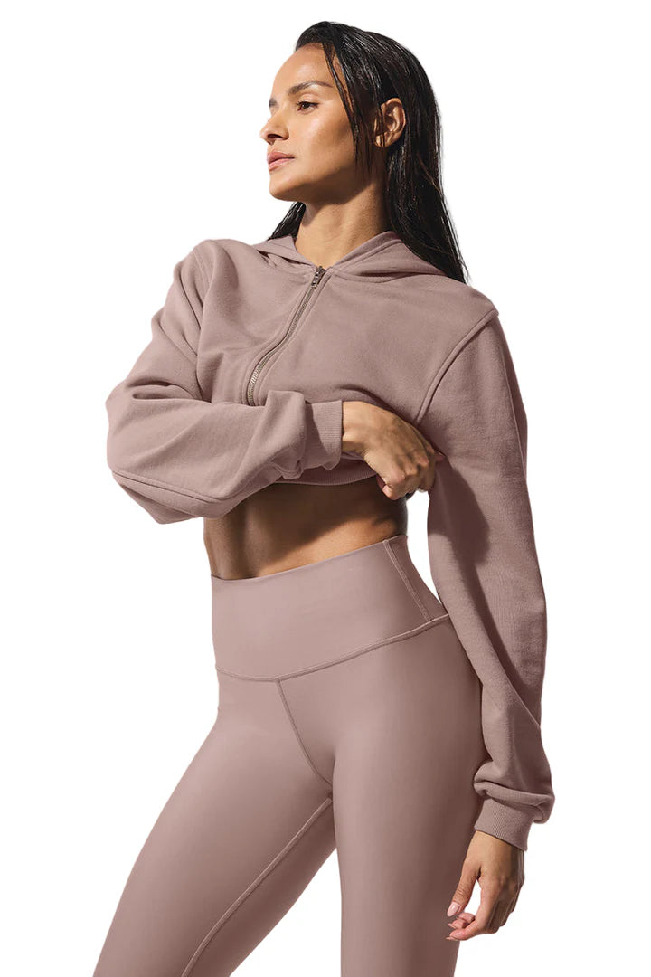 Sweet Escape Zip Up Hoodie Taupe