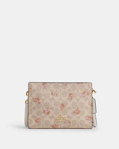 Slim Crossbody Bag In Signature Canvas With Floral Print