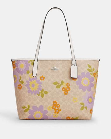 City Tote Bag In Signature Canvas With Floral Print