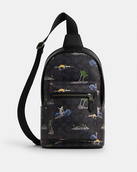 West Pack In Signature Canvas With Surf Print