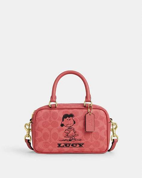 Coach X Peanuts Satchel Crossbody Bag In Signature Canvas With Lucy