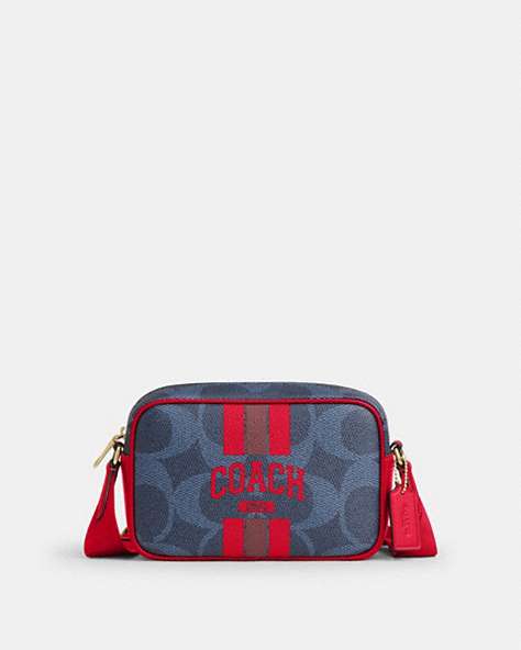 Mini Jamie Camera Bag In Signature Canvas With Varsity Stripe