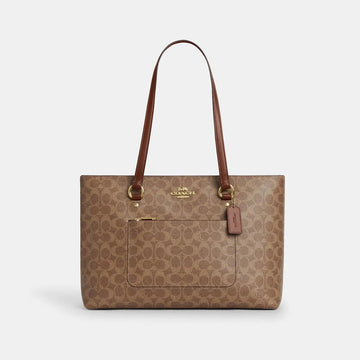 Coach Station Tote Signature Canvas Gold/Tan/Brown