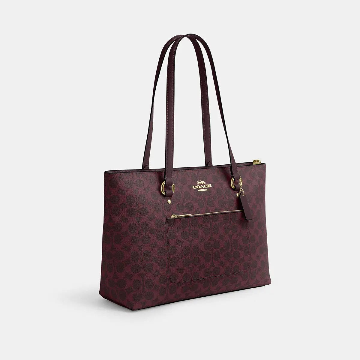 Coach Station Tote Signature Canvas Gold/Black Currant