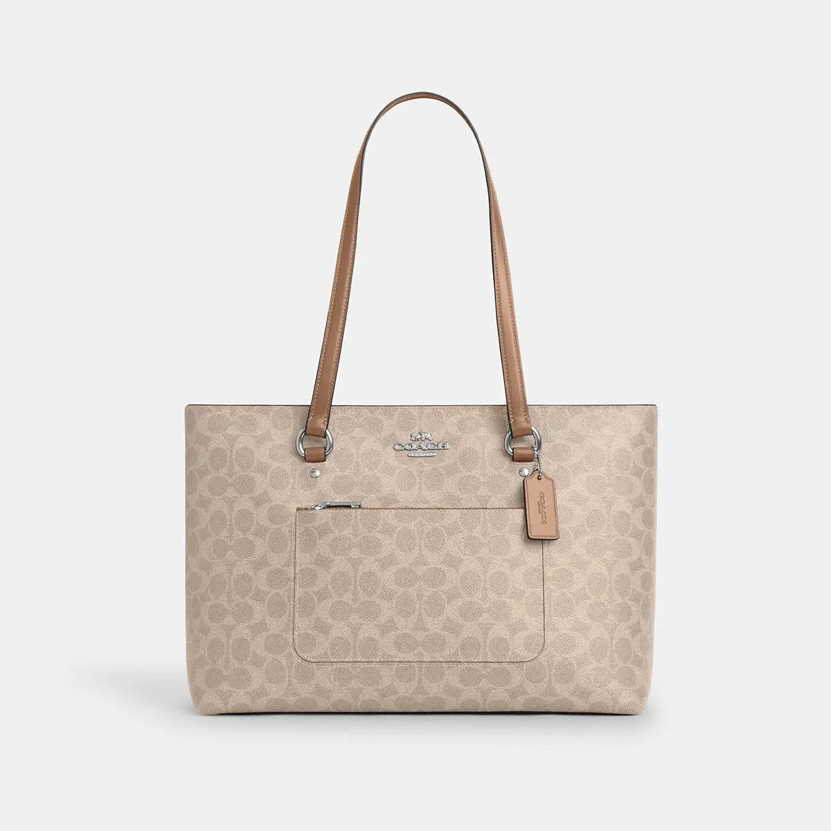 Coach Station Tote Signature Canvas Silver/Sand/Taupe