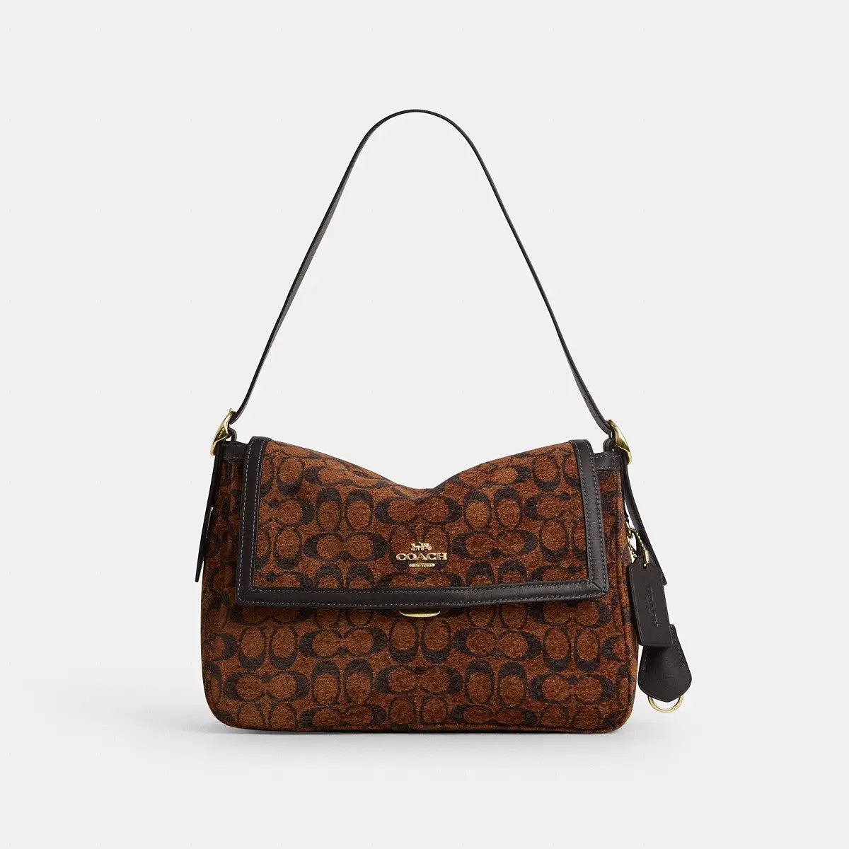 Coach Etta Flap Bag Signature Chenille Gold/Truffle