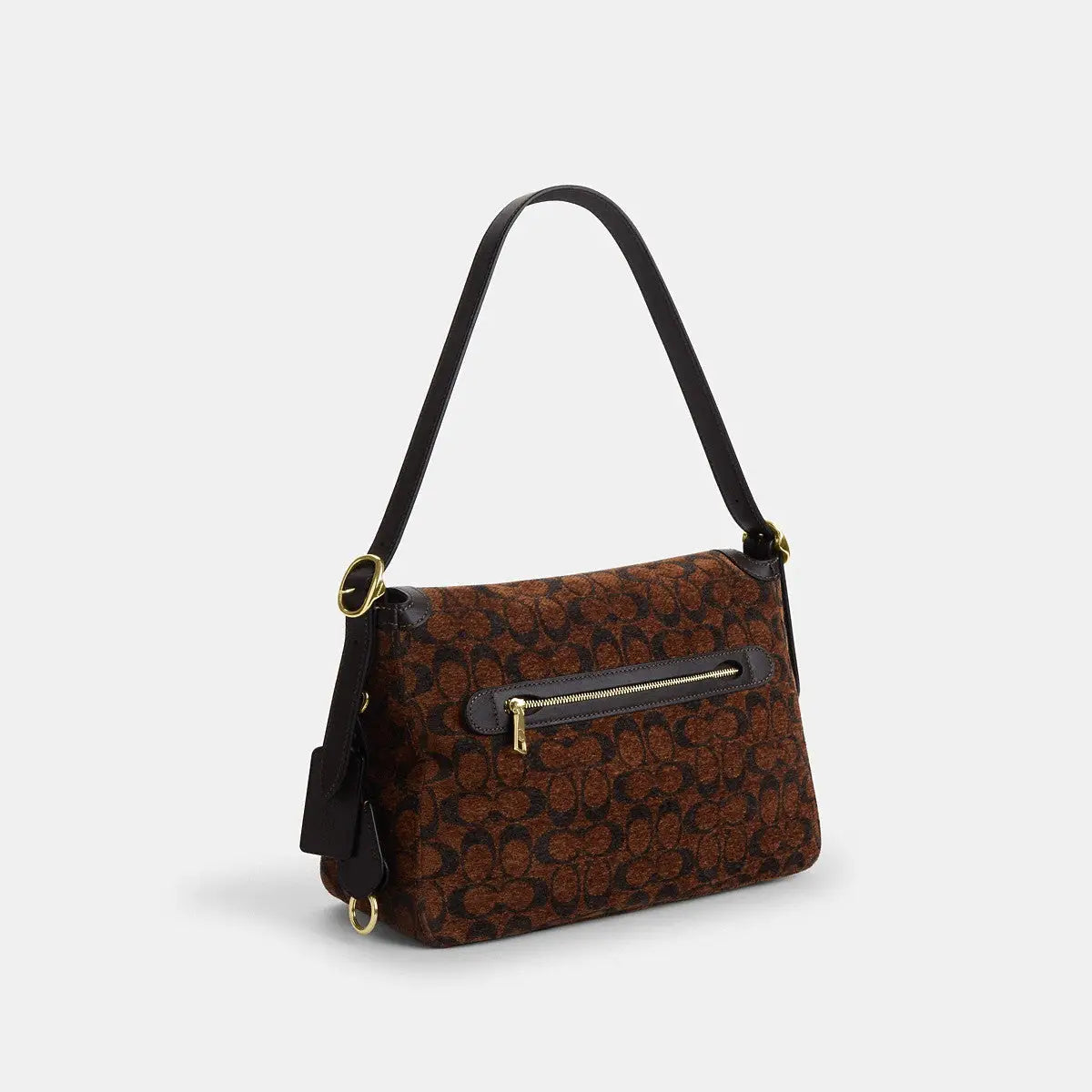 Coach Etta Flap Bag Signature Chenille Gold/Truffle