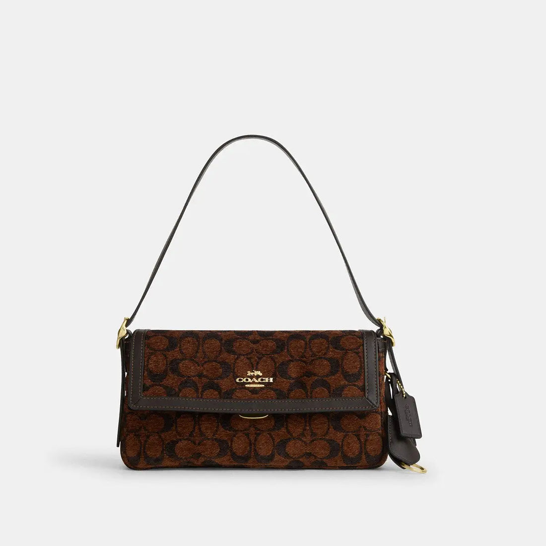 Coach Etta Small Flap Shoulder Bag Chenille Gold/Truffle