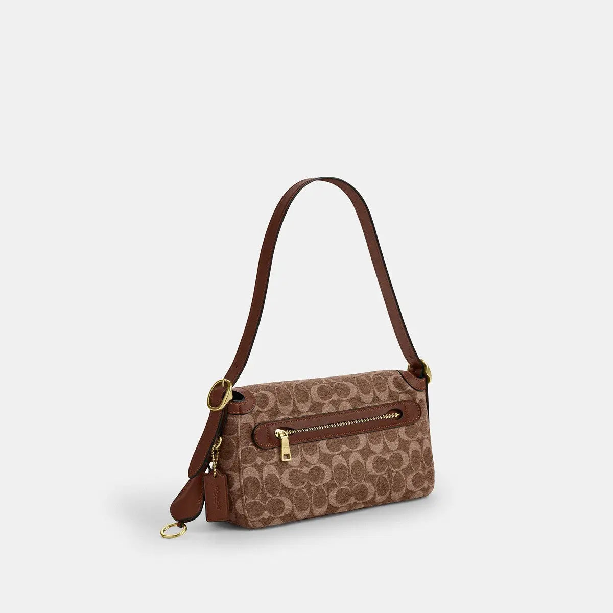 Coach Etta Small Flap Shoulder Bag Chenille Gold/Light Khaki/Vintage Brown