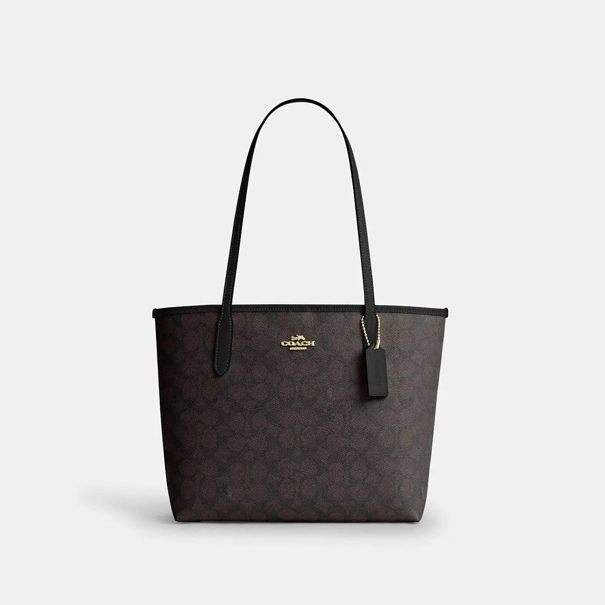 Coach Medium City Tote Signature Canvas Gold/Walnut/Black