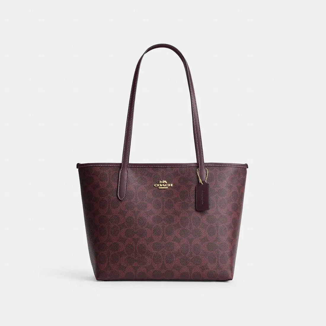 Coach Medium City Tote Signature Canvas Gold/Black Currant
