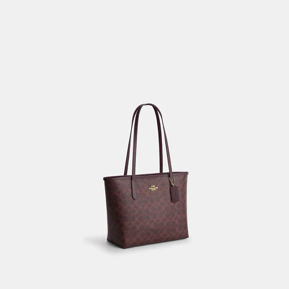 Coach Medium City Tote Signature Canvas Gold/Black Currant