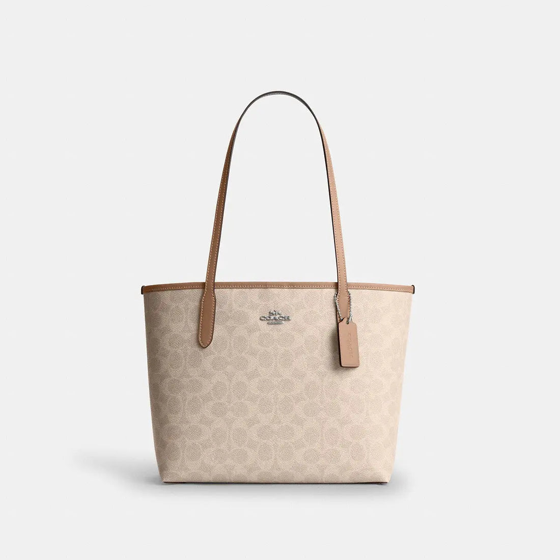 Coach Medium City Tote Signature Canvas Silver/Sand/Taupe