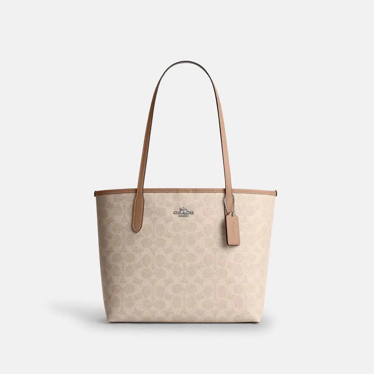Coach Medium City Tote Signature Canvas Silver/Sand/Taupe