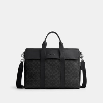 Coach Sullivan Portfolio Brief Signature Canvas Silver/Black Signature