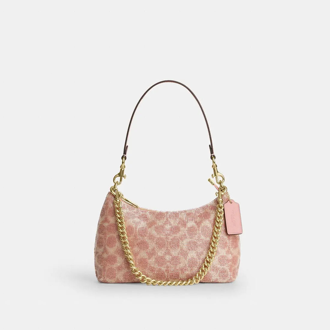Coach Teri Shoulder Bag Beaded Satin Gold/Pink