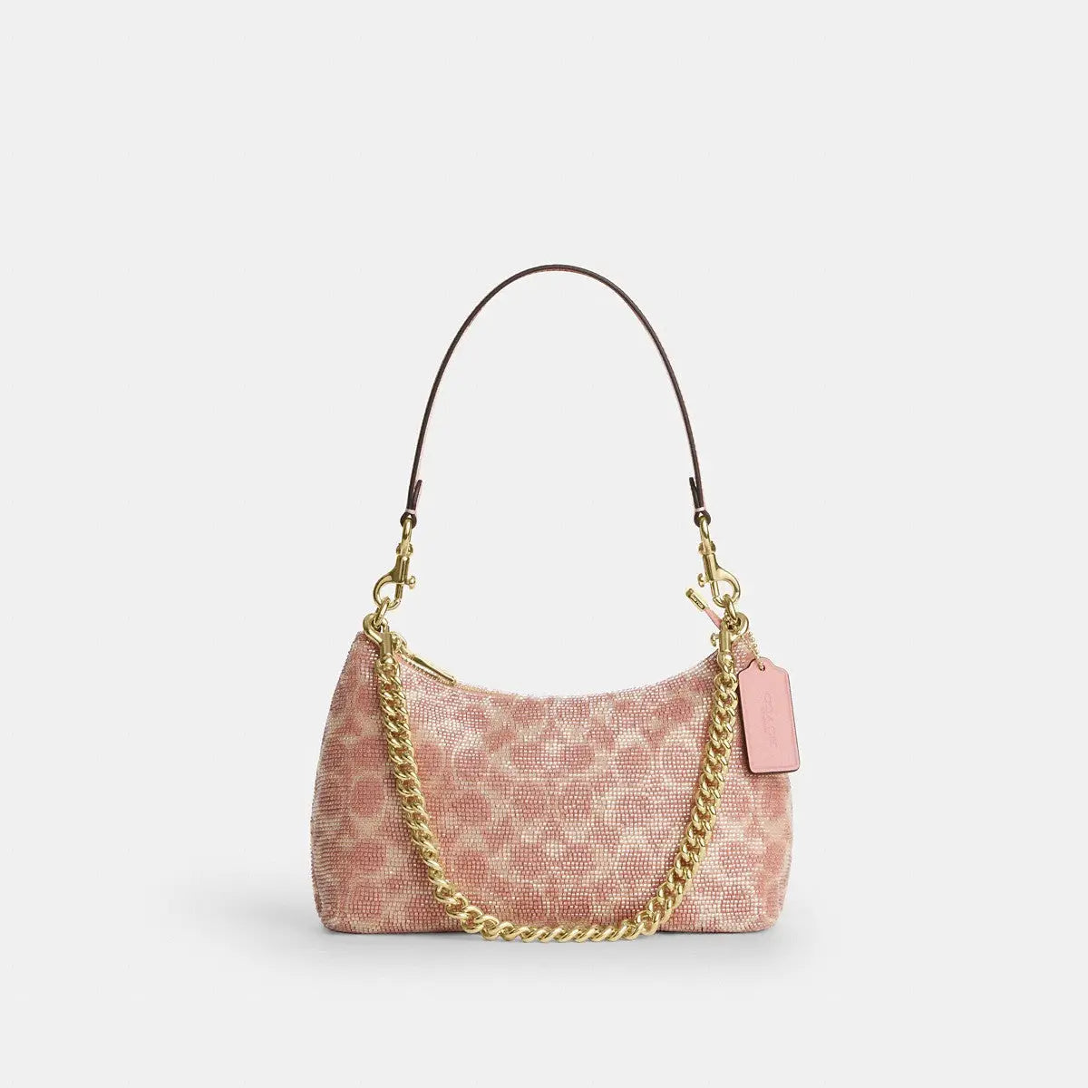 Coach Teri Shoulder Bag Beaded Satin Gold/Pink