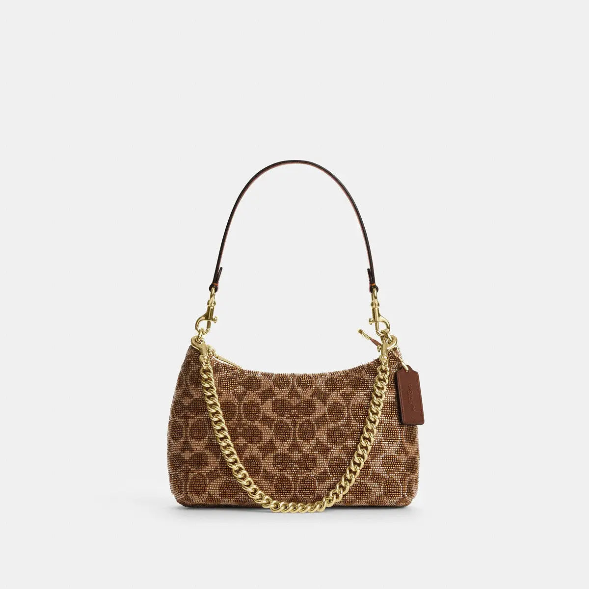 Coach Teri Shoulder Bag Beaded Satin Gold/Tan