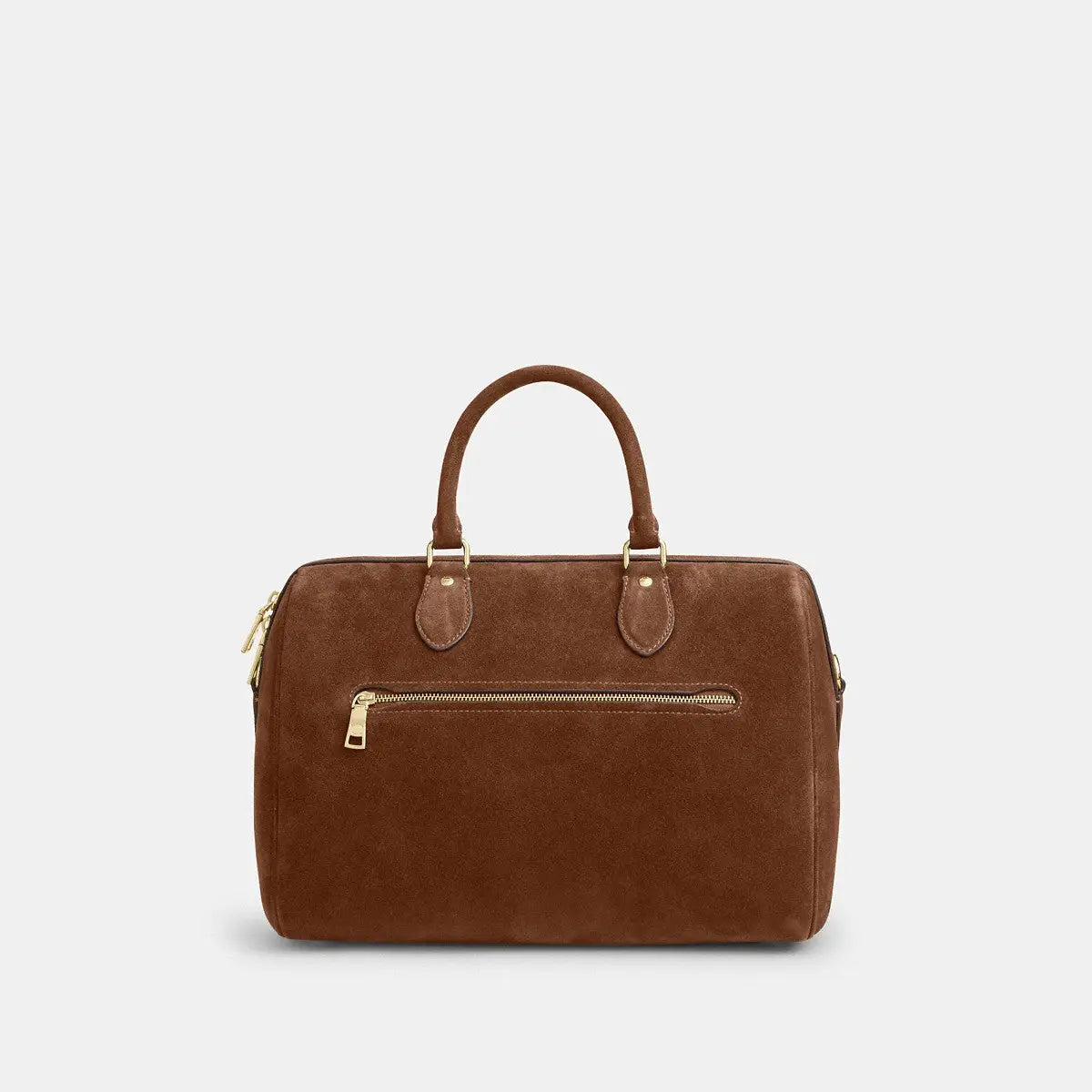 Coach Rowan Large Satchel Bag Suede Gold/Warm Brown