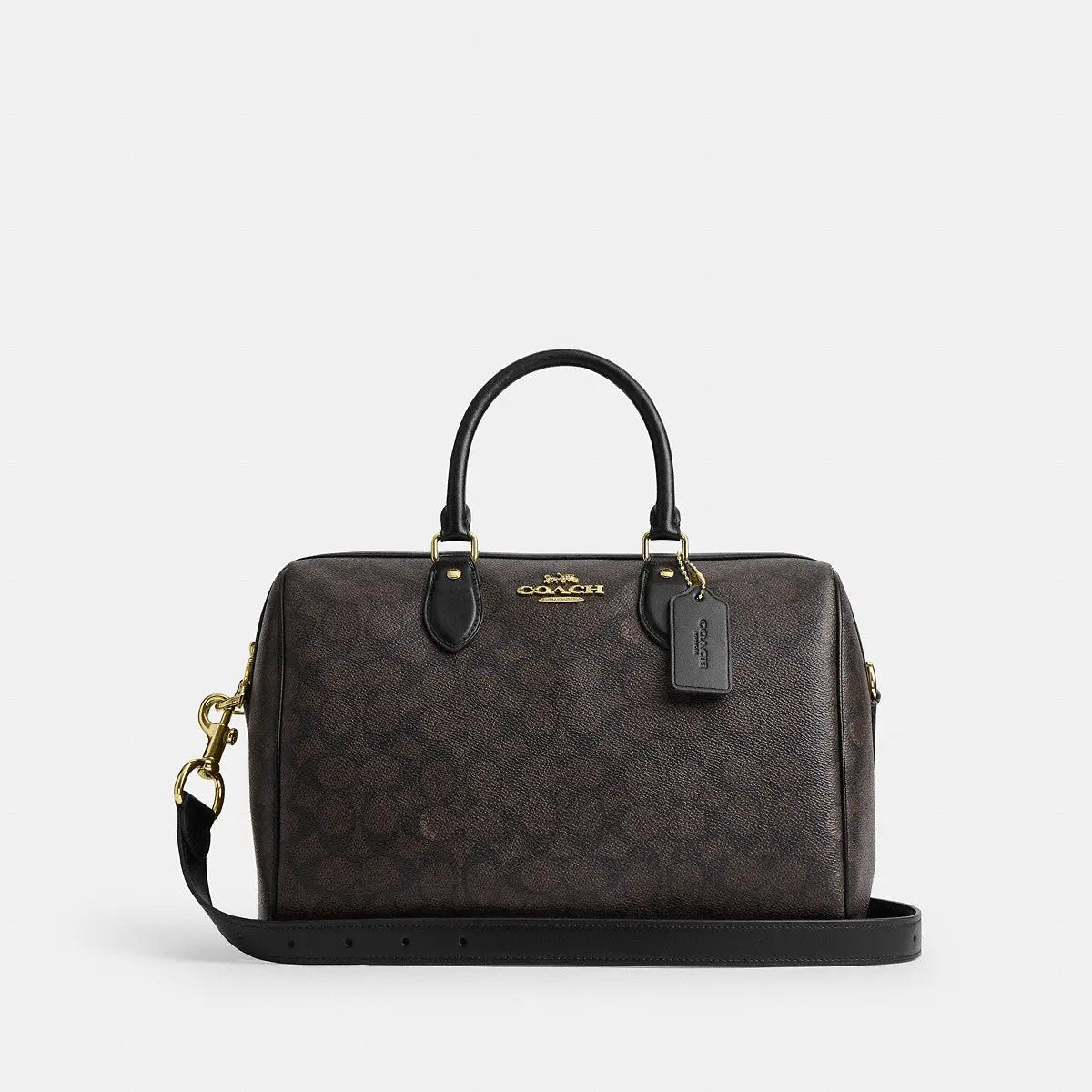 Coach Rowan Large Satchel Signature Canvas Gold/Walnut/Black