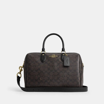 Coach Rowan Large Satchel Signature Canvas Gold/Walnut/Black