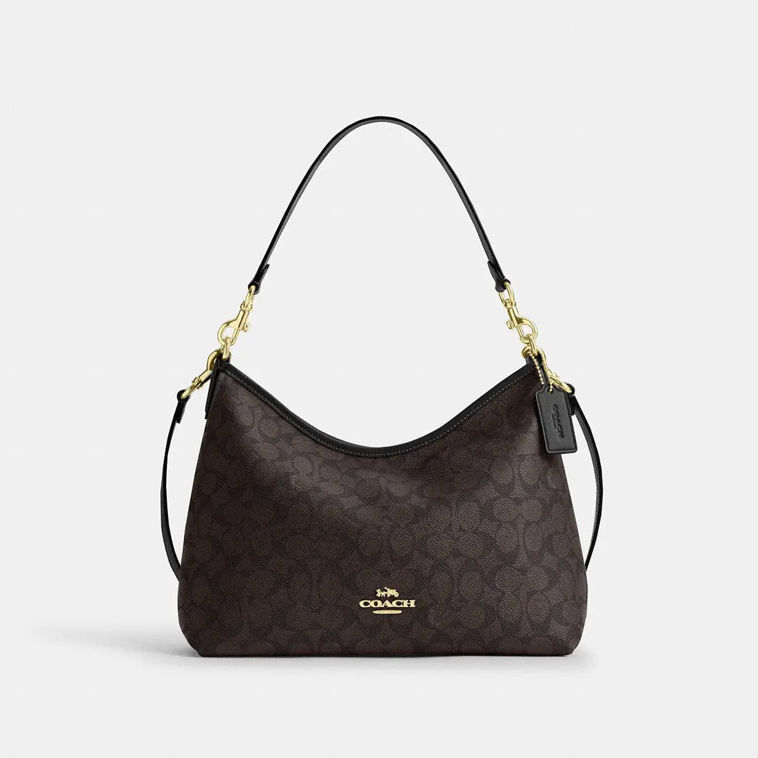 Coach Laurel Shoulder Bag Signature Canvas Gold/Walnut/Black